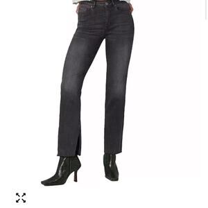 LOLA JEANS Jasper SG mid rise straight classic black denim with raw hemline 31